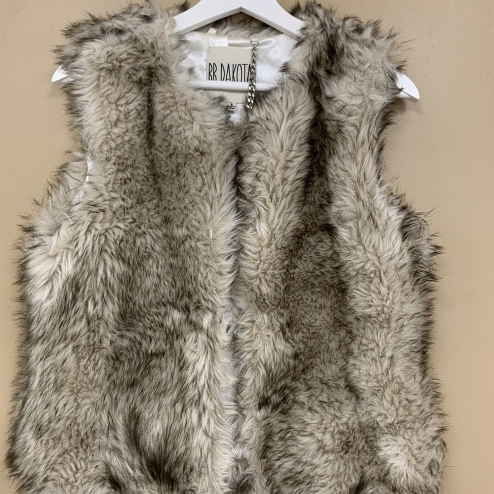 BB Dakota Faux Fur Vest in Brown and Cream